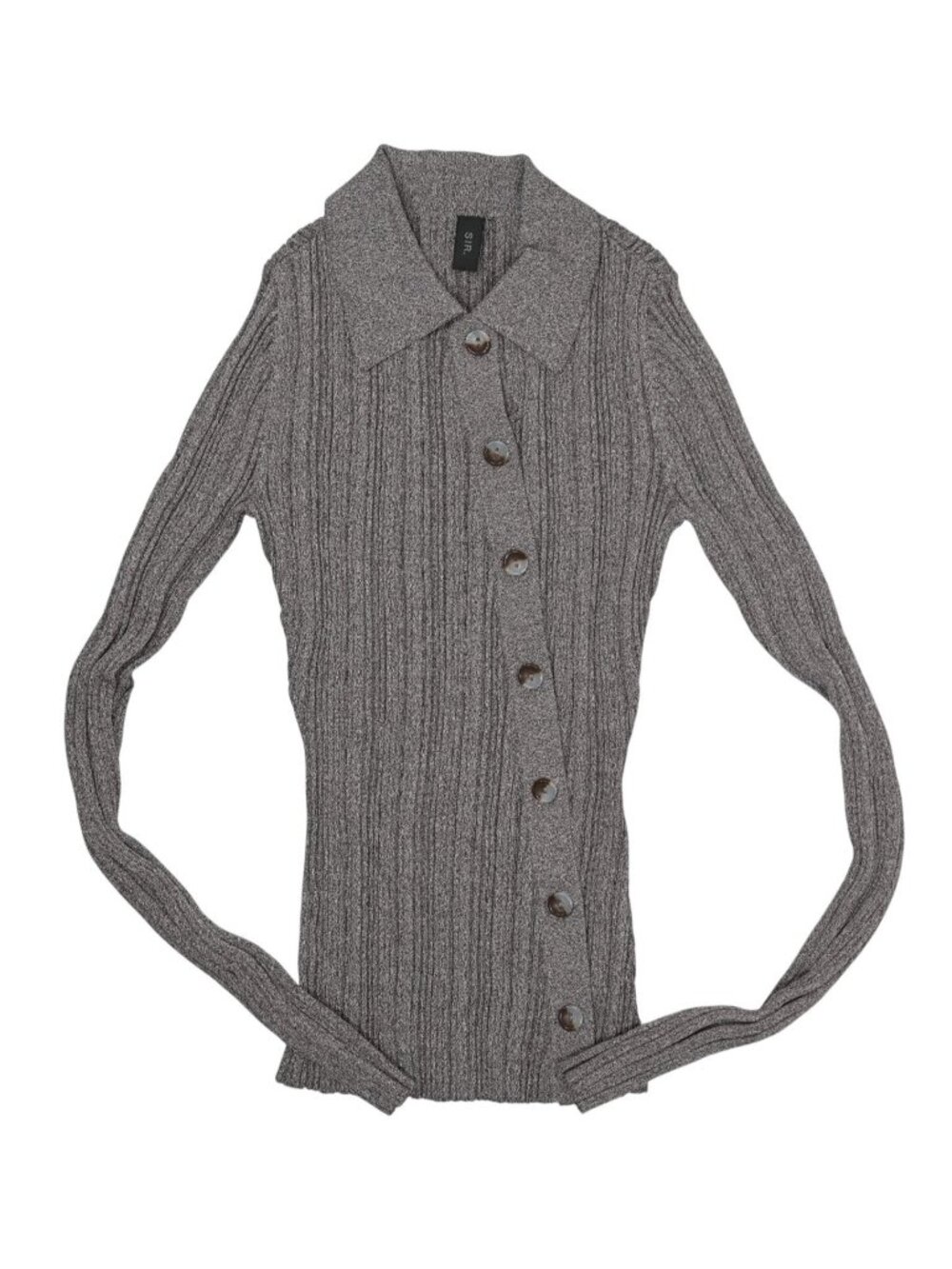 Sir The Label Impasto Ribbed Polo Top in Grey